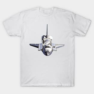 Space Shuttle Open Cartoon Black T-Shirt